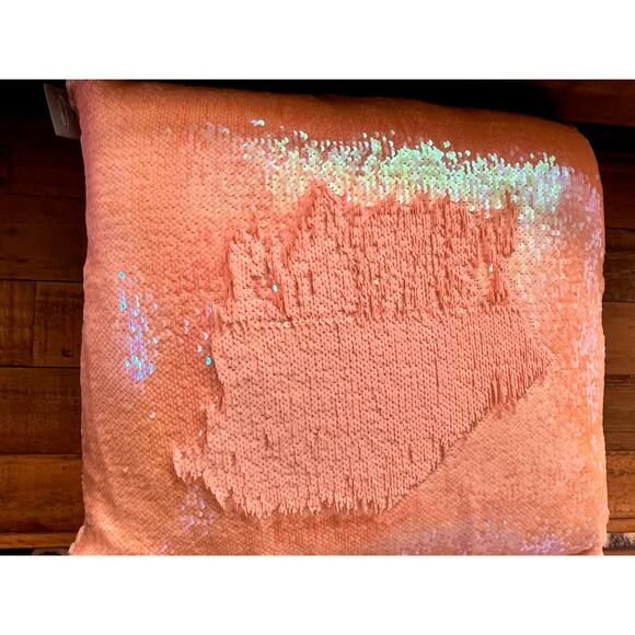 AVIVA STANOFF New Sequin Mermaid Pillow w/Feather-Down insert 18X18 - Picture 3 of 8